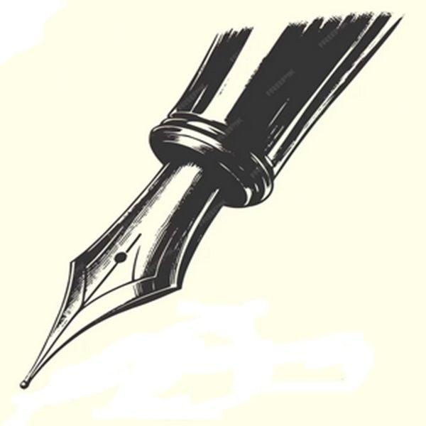 Black fountain pen nib illustration for Abocaperro Agencia Literaria | Solo AI website creator