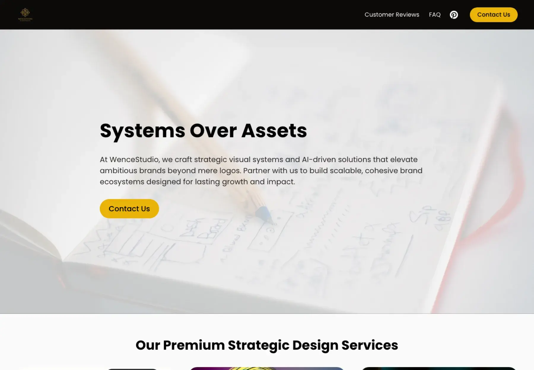 WenceStudio homepage with Systems Over Assets headline | Solo AI website creator