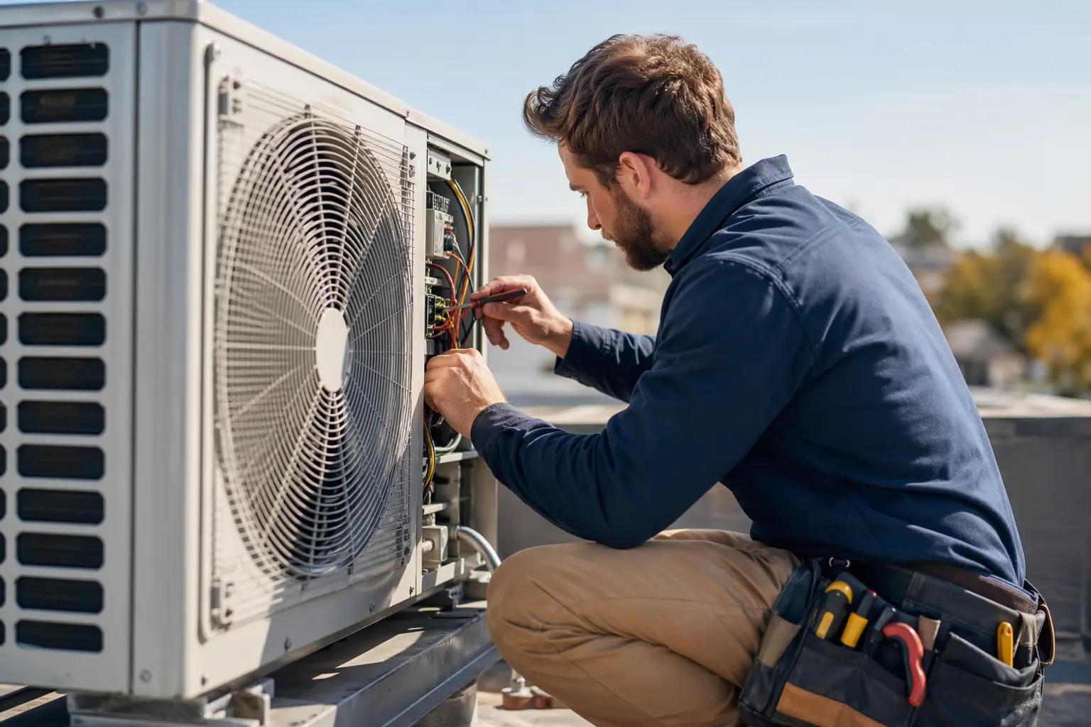 Solo for HVAC Technicians — a man standing on top of a roof