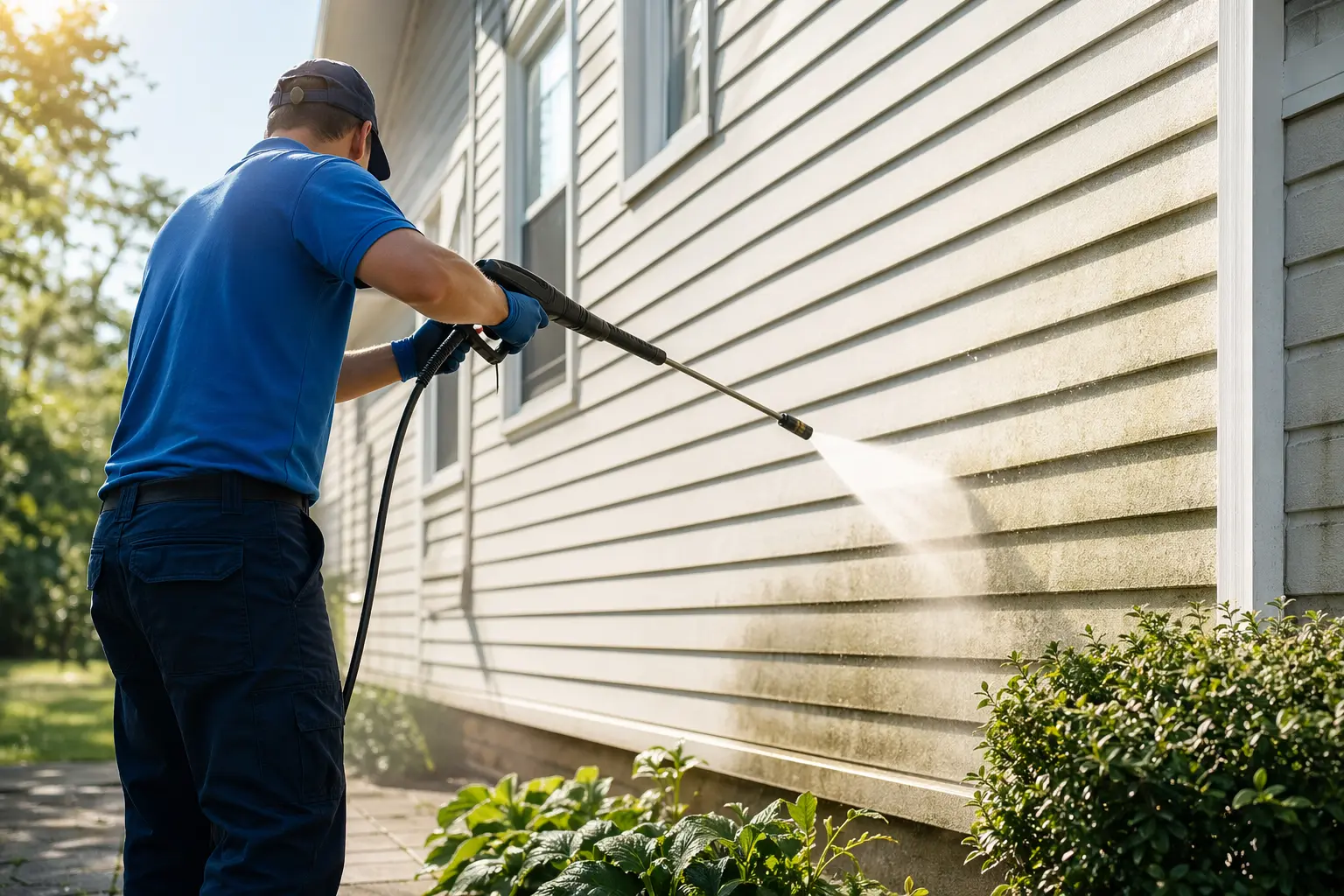 Solo for Pressure Washing Services — Two cars parked outside a suburban house in autumn.
