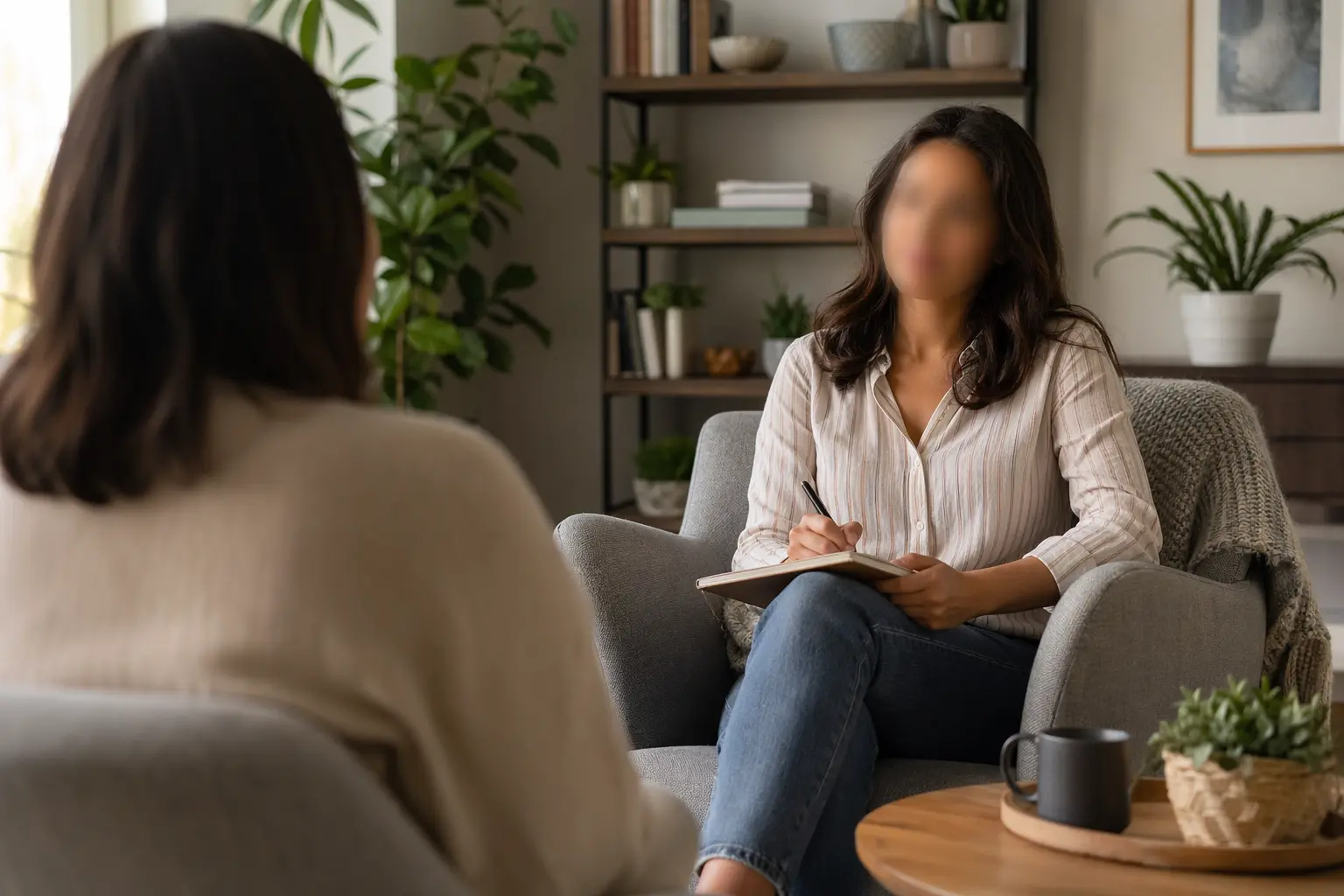 Solo for Therapists & Counselors — Coffee table corner in a London apartment