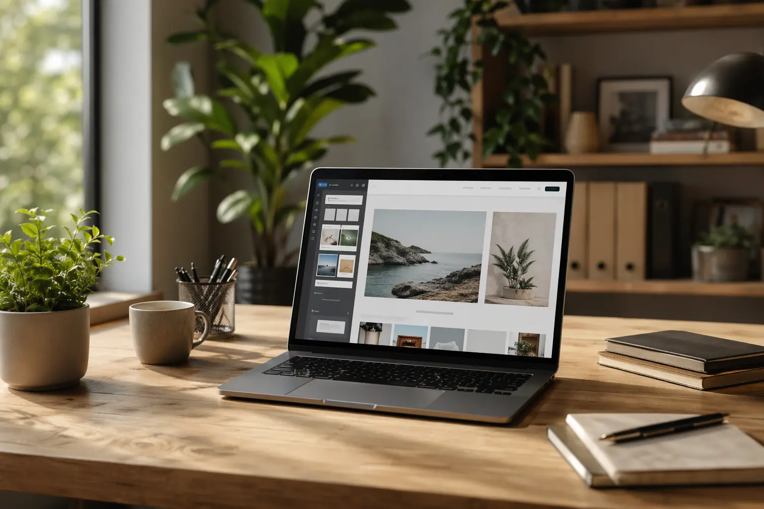 IONOS Website Builder vs Solo website builder — Notebook with blank screen for webdesing Mock Up