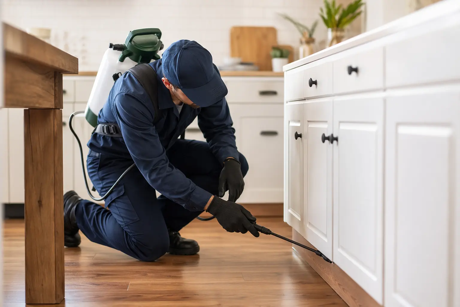 Solo for Pest Control Technicians — Worker pressure washing a surface outdoors