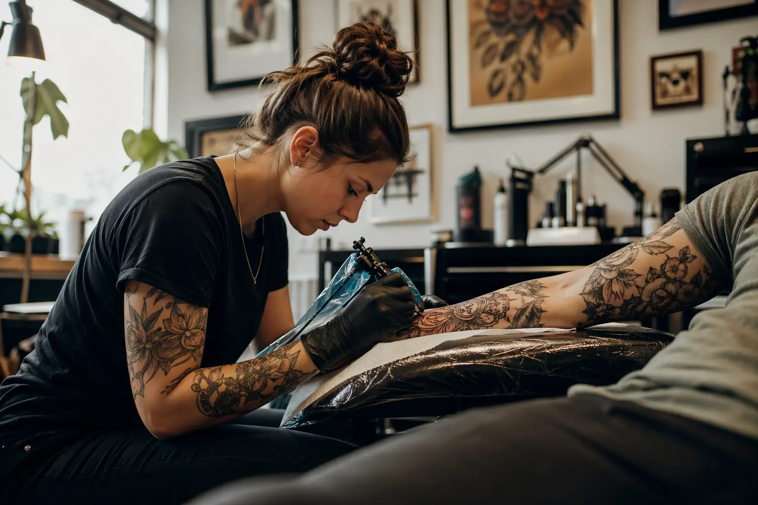 Solo for Tattoo Artists — grayscale photo of man doing tattoo
