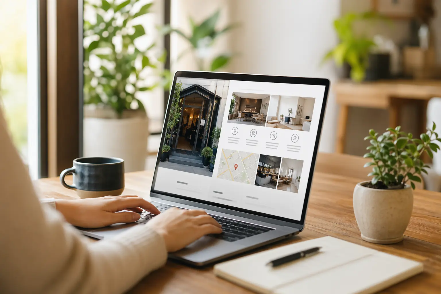 Turn Your Google Business Profile Into a Full Website — a white robot holding a magnifying glass next to a white box