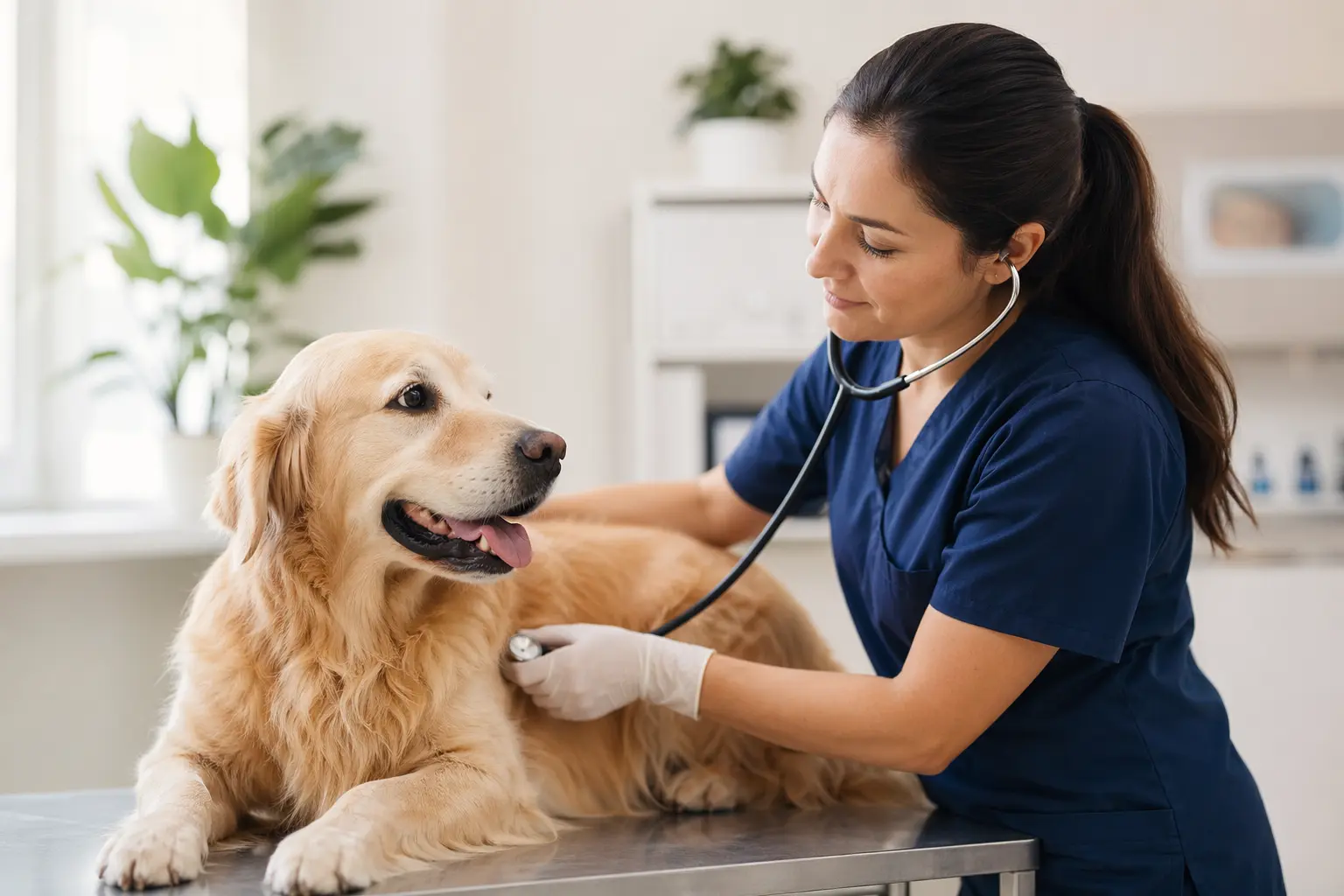 Solo for Veterinarians — a man wearing a face mask sitting next to a dog