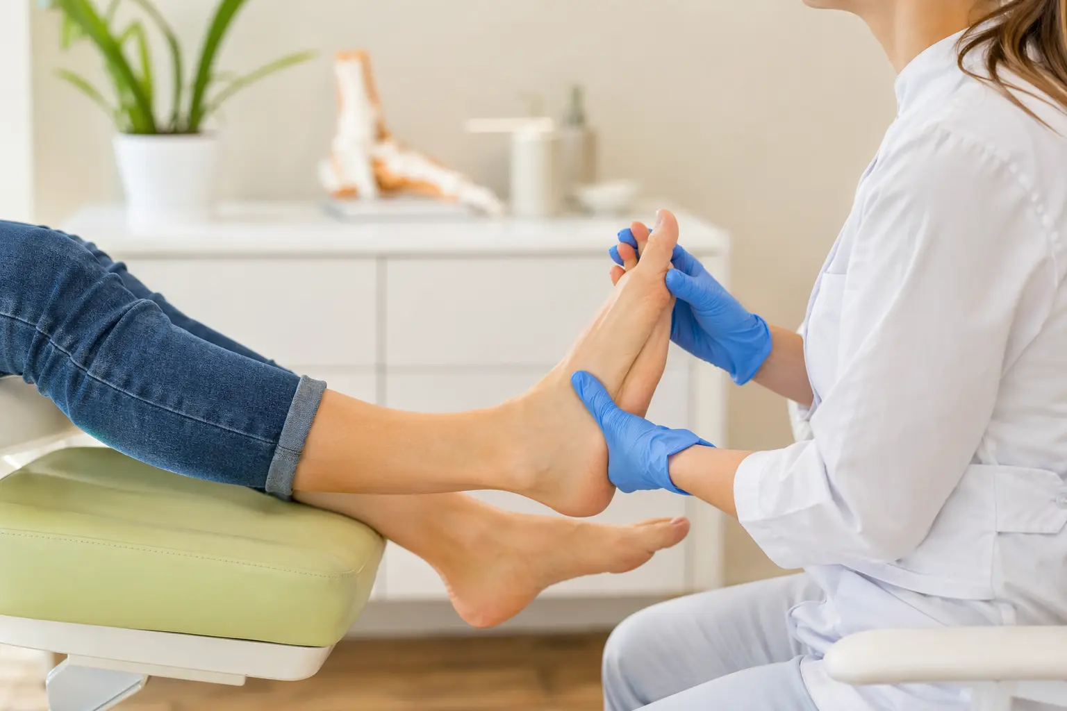 Solo for Podiatrists — X-ray of human feet against a black background.