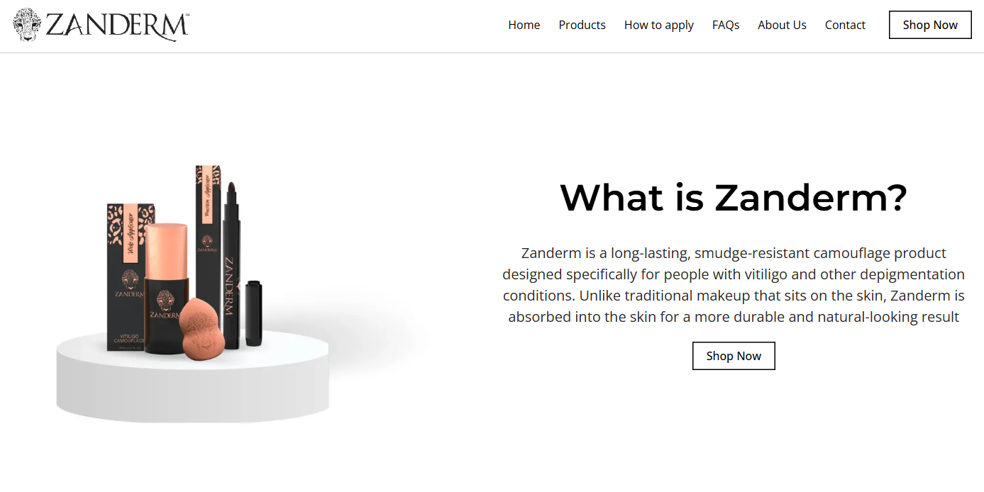 Zanderm.co.uk — specialist cosmetics site built with Solo by Xtreme Makeup Ltd