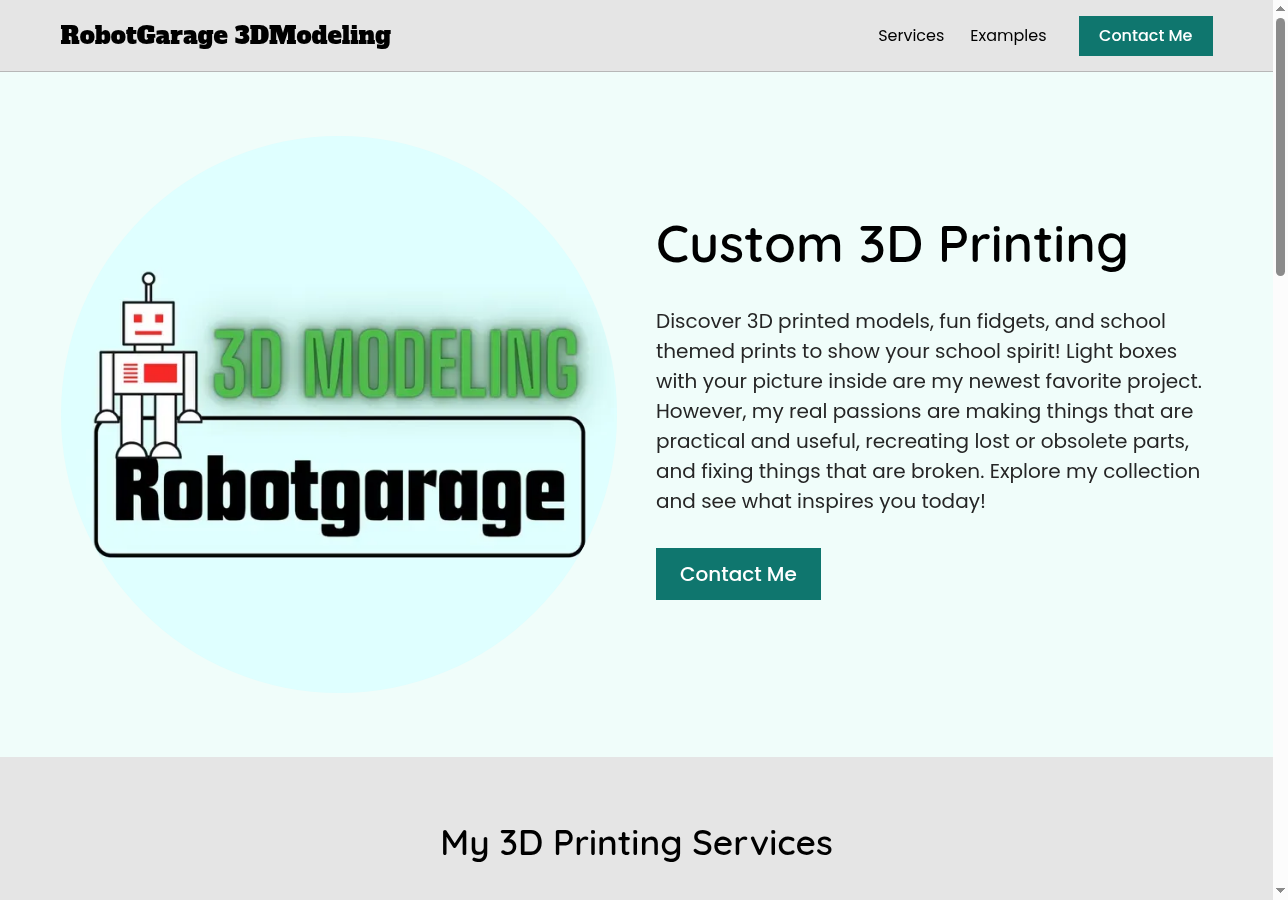 RobotGarage 3DModeling website by Jace Rexroad, built with Solo AI Website Creator