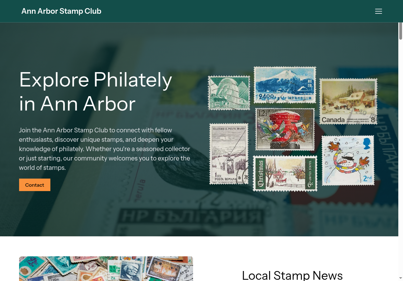 Ann Arbor Stamp Club website built with Solo