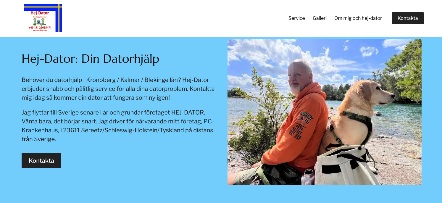 Hej-Dator Swedish computer repair website, live in 30 minutes